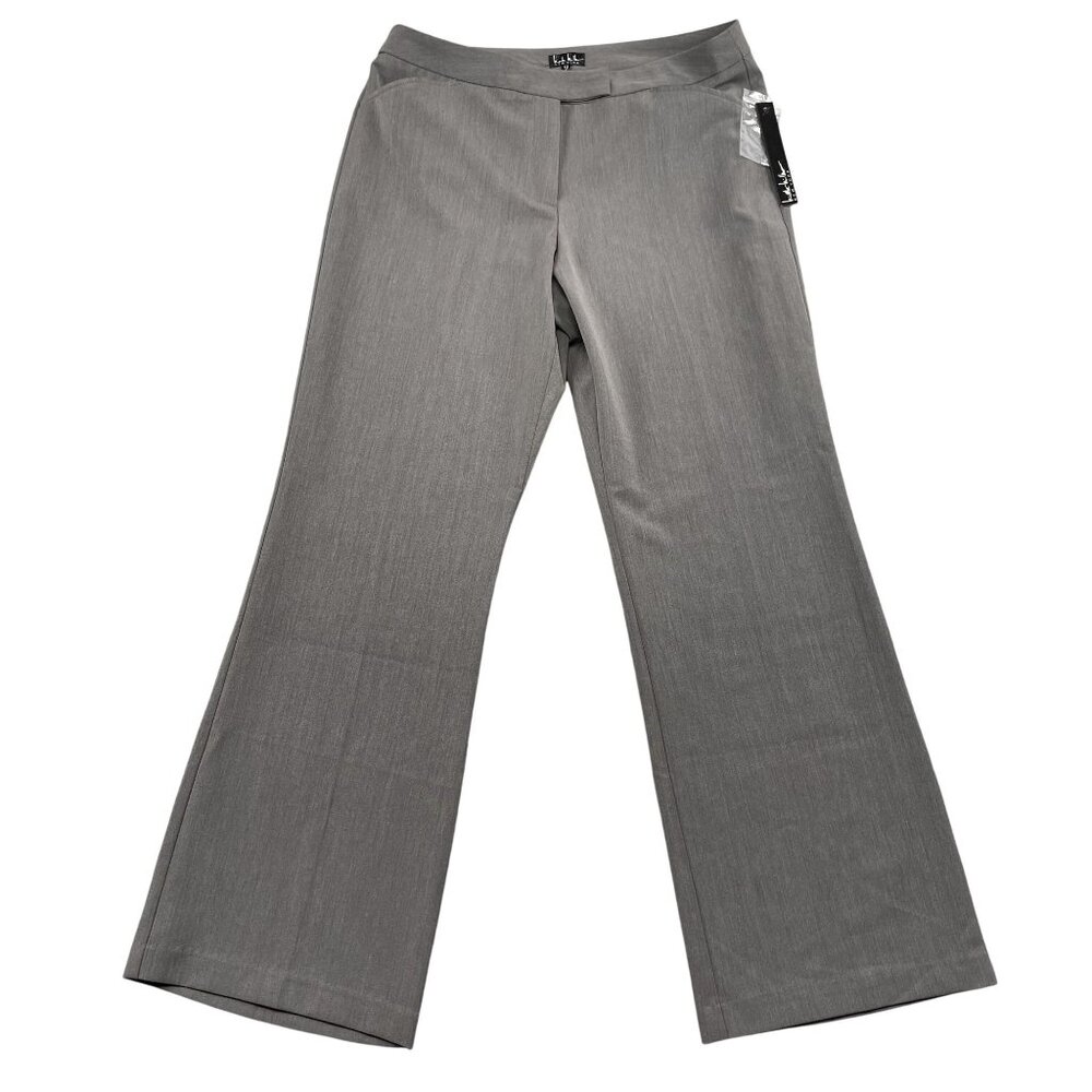 NWT Nicole Miller New York Essential Easy Care Dress Pants Womens 12 Grey